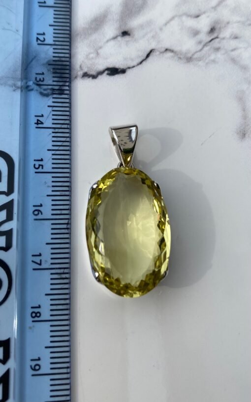 Lemon Quartz Pendant 925 Sterling Silver - Image 4
