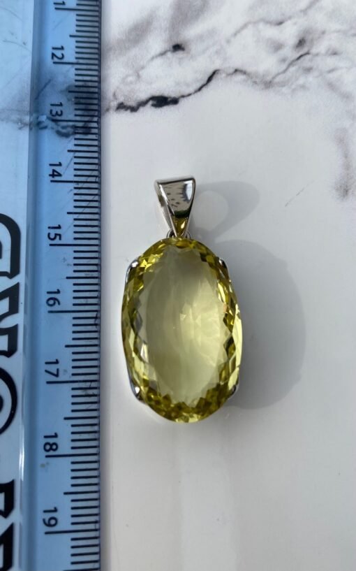 Lemon Quartz Pendant 925 Sterling Silver - Image 4