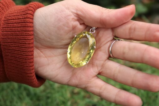 Lemon Quartz Pendant 925 Sterling Silver - Image 5