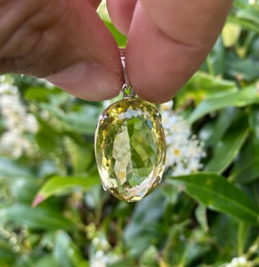 Lemon Quartz Pendant 925 Sterling Silver
