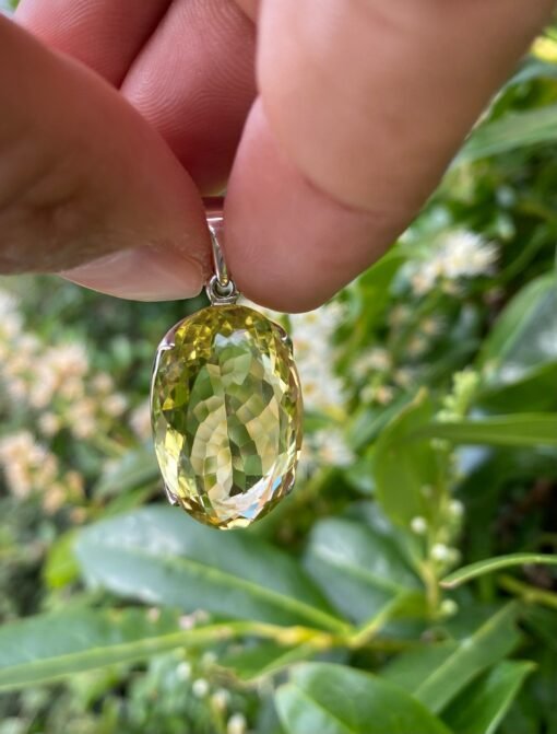 Lemon Quartz Pendant 925 Sterling Silver - Image 6