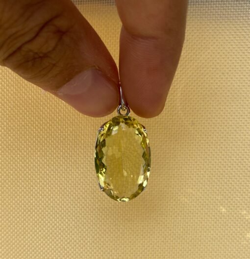 Lemon Quartz Pendant 925 Sterling Silver - Image 8