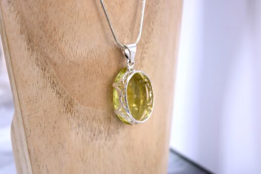 Lemon Quartz Pendant 925 Sterling Silver - Image 4