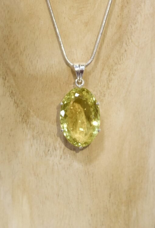 Lemon Quartz Pendant 925 Sterling Silver - Image 8
