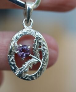 Sterling Silver Pendant with Amethyst and a Scottish Thistle