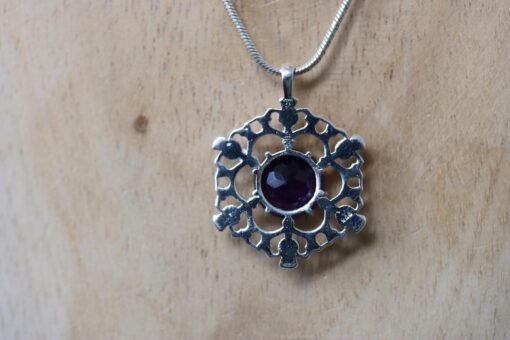 Scottish Thistle with Amethyst Pendant in 925 Sterling Silver - Image 6