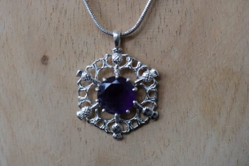 Scottish Thistle with Amethyst Pendant in 925 Sterling Silver - Image 7