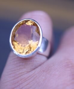 Citrine Adjustable Ring | 925 Sterling Silver | Perfect fit for US sizes  6-8 / UK sizes M - Q
