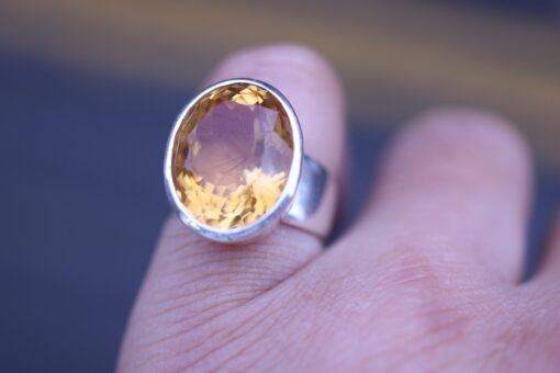 Citrine Adjustable Ring | 925 Sterling Silver | Perfect fit for US sizes  6-8 / UK sizes M - Q