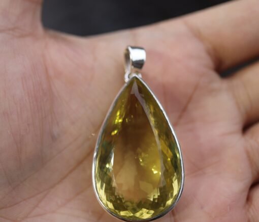 Lemon Quartz Pendant in 925 Sterling Silver Casing - Image 2