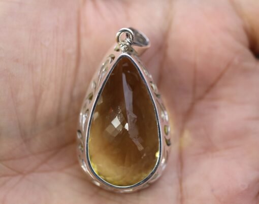 Lemon Quartz Pendant in 925 Sterling Silver Casing - Image 7
