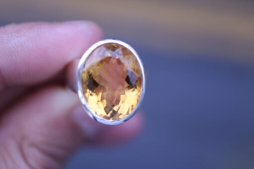 Citrine Adjustable Ring | 925 Sterling Silver | Perfect fit for US sizes  6-8 / UK sizes M - Q - Image 2