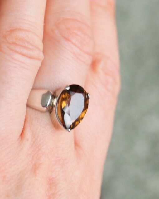 Champagne Quartz Ring | 925 Sterling Silver - Image 2
