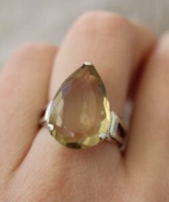 Lemon Quartz Ring 925 Sterling Silver