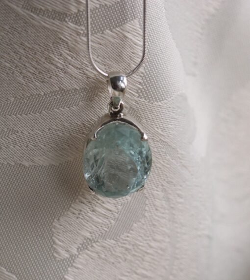 Aquamarine Pendant 925 Sterling Silver - Image 3