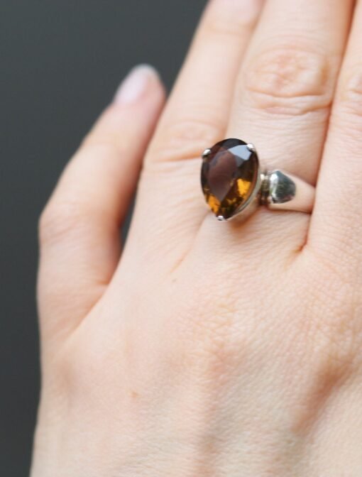 Champagne Quartz Ring | 925 Sterling Silver - Image 3
