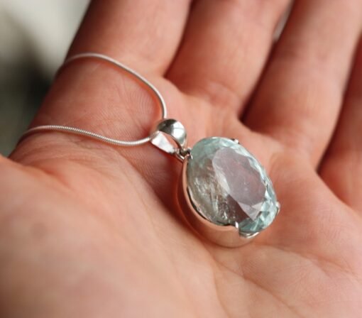 Aquamarine Pendant 925 Sterling Silver - Image 6