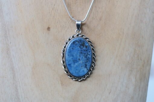 Oval Natural Lapis Lazuli Pendant – Sterling Silver 925, Bezel Set, Handcrafted UK