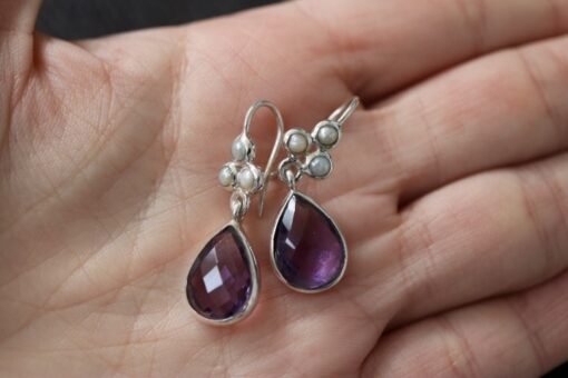 Amethyst Earrings 925 Sterling Silver - Image 2