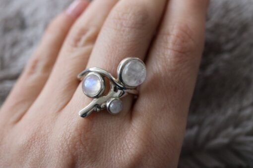 Rainbow Moonstone Ring | 925 Sterling Silver - Image 2