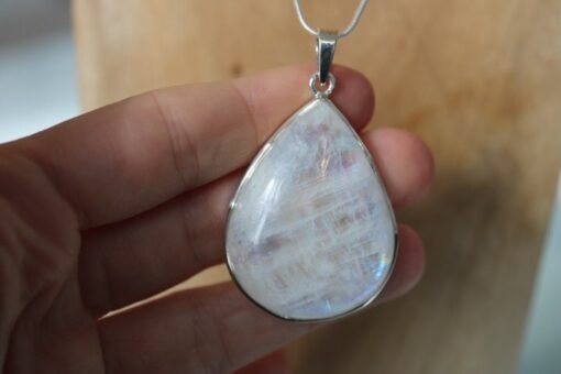 Rainbow Moonstone Pendant 925 Sterling Silver - Image 6