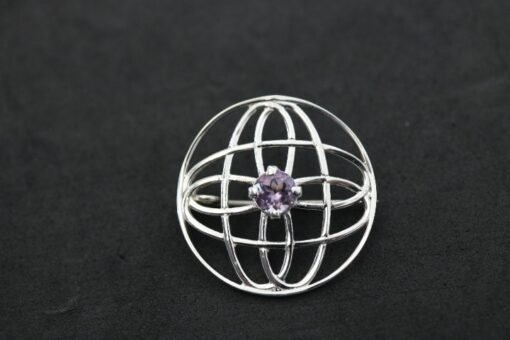 925 Sterling Silver Brooch with Amethyst - Image 4
