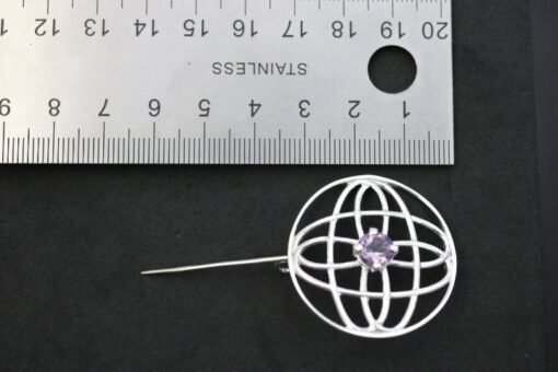 925 Sterling Silver Brooch with Amethyst - Image 7