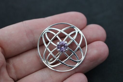 925 Sterling Silver Brooch with Amethyst - Image 8