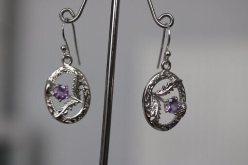 Amethyst  925 Sterling Silver Thistle Earrings - Image 3