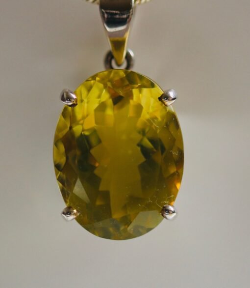 Lemon Quartz Pendant|  925 Sterling Silver - Image 2