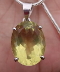 Lemon Quartz Pendant|  925 Sterling Silver