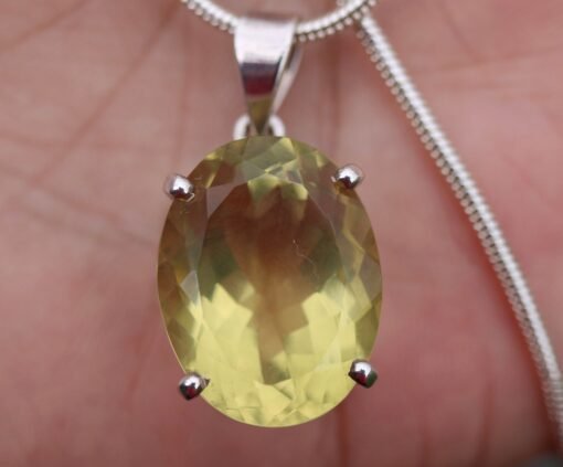 Lemon Quartz Pendant|  925 Sterling Silver