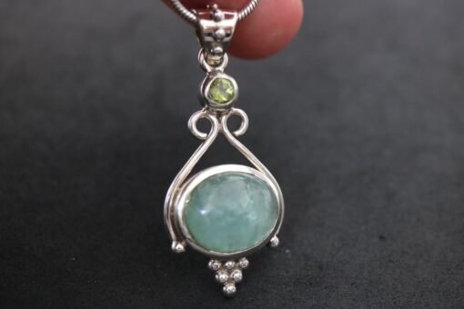 Aquamarine and Peridot Pendant | 925 Sterling Silver