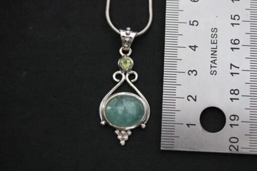 Aquamarine and Peridot Pendant | 925 Sterling Silver - Image 5