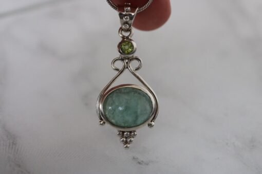 Aquamarine and Peridot Pendant | 925 Sterling Silver - Image 4