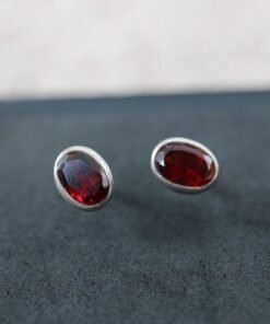 Garnet Stud Earrings | 925 Sterling Silver