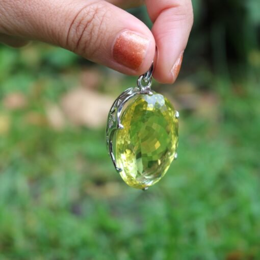 Lemon Quartz Pendant 925 Sterling Silver