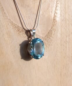 Blue Topaz Pendant 925 Sterling Silver