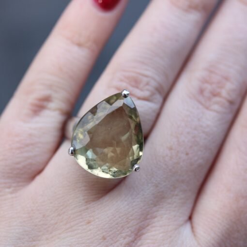 Lemon Quartz Ring 925 Sterling Silver
