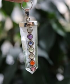 Clear Quartz Chakra Pendant with Gemstones | 925 Sterling Silver