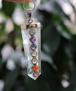 Clear Quartz Chakra Pendant with Gemstones | 925 Sterling Silver