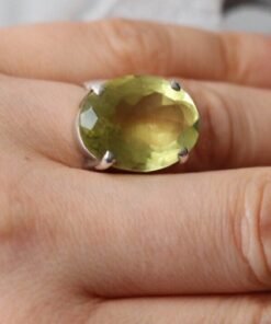 Lemon Quartz Ring 925 Sterling Silver
