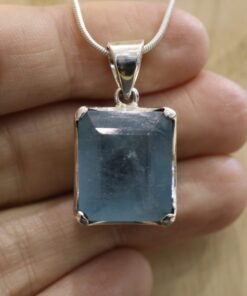 Aquamarine Pendant 925 Sterling Silver