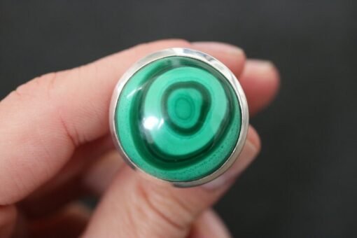 Malachite Adjustable Ring | 925 Sterling Silver - Image 2