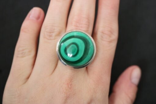 Malachite Adjustable Ring | 925 Sterling Silver - Image 3