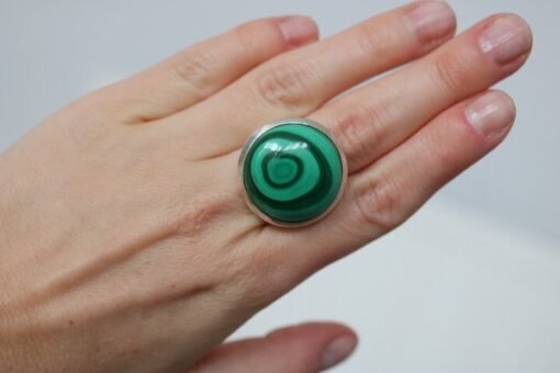 Malachite Adjustable Ring | 925 Sterling Silver - Image 4