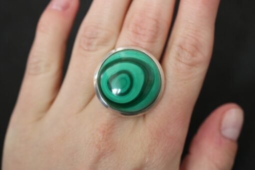 Malachite Adjustable Ring | 925 Sterling Silver - Image 7