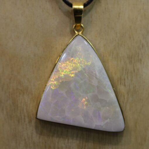 White Precious Opal Pendant in 9 Carat Gold Setting - Image 3