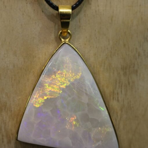 White Precious Opal Pendant in 9 Carat Gold Setting - Image 2
