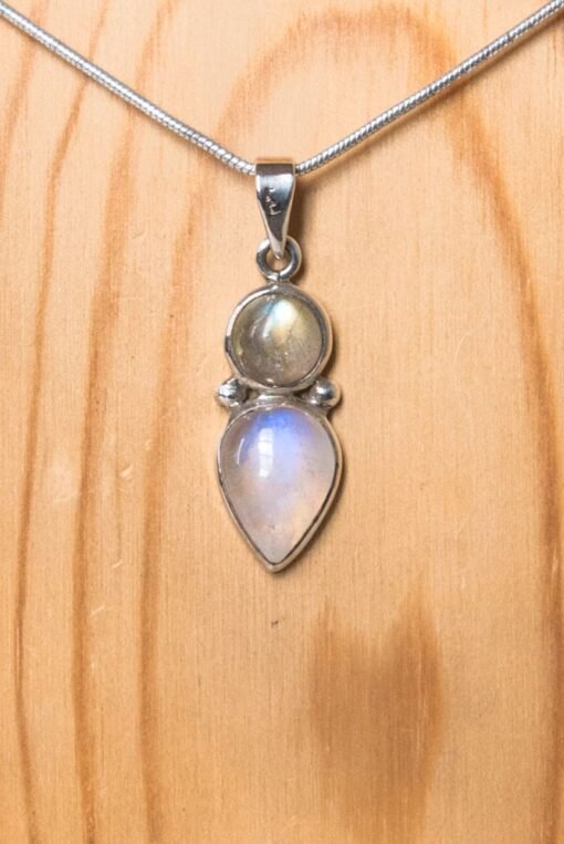 Moonstone and Labradorite Pendant |  925 Sterling Silver - Image 2